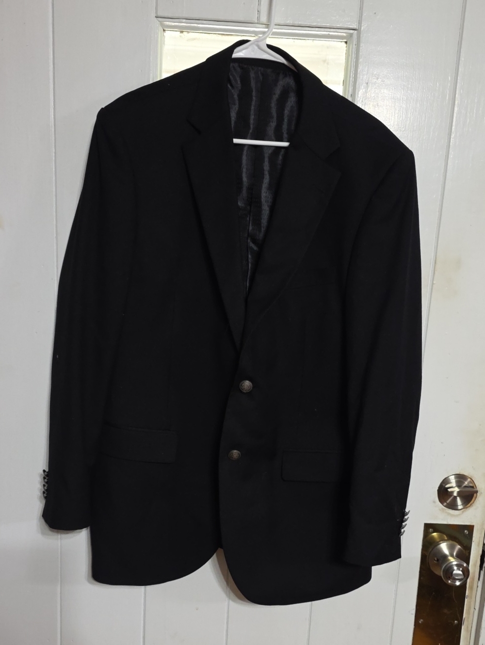 Bocaccio Uomo Men's Suit Coat Black Pockets Polyester/Rayon Classic Sz 44R EUC